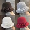 Wool Beret Hat For Women With Floral Embellishments And Wide Brim Winter Fashion