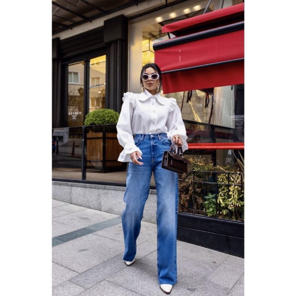 Vintage Shirt White With Scallop Detail