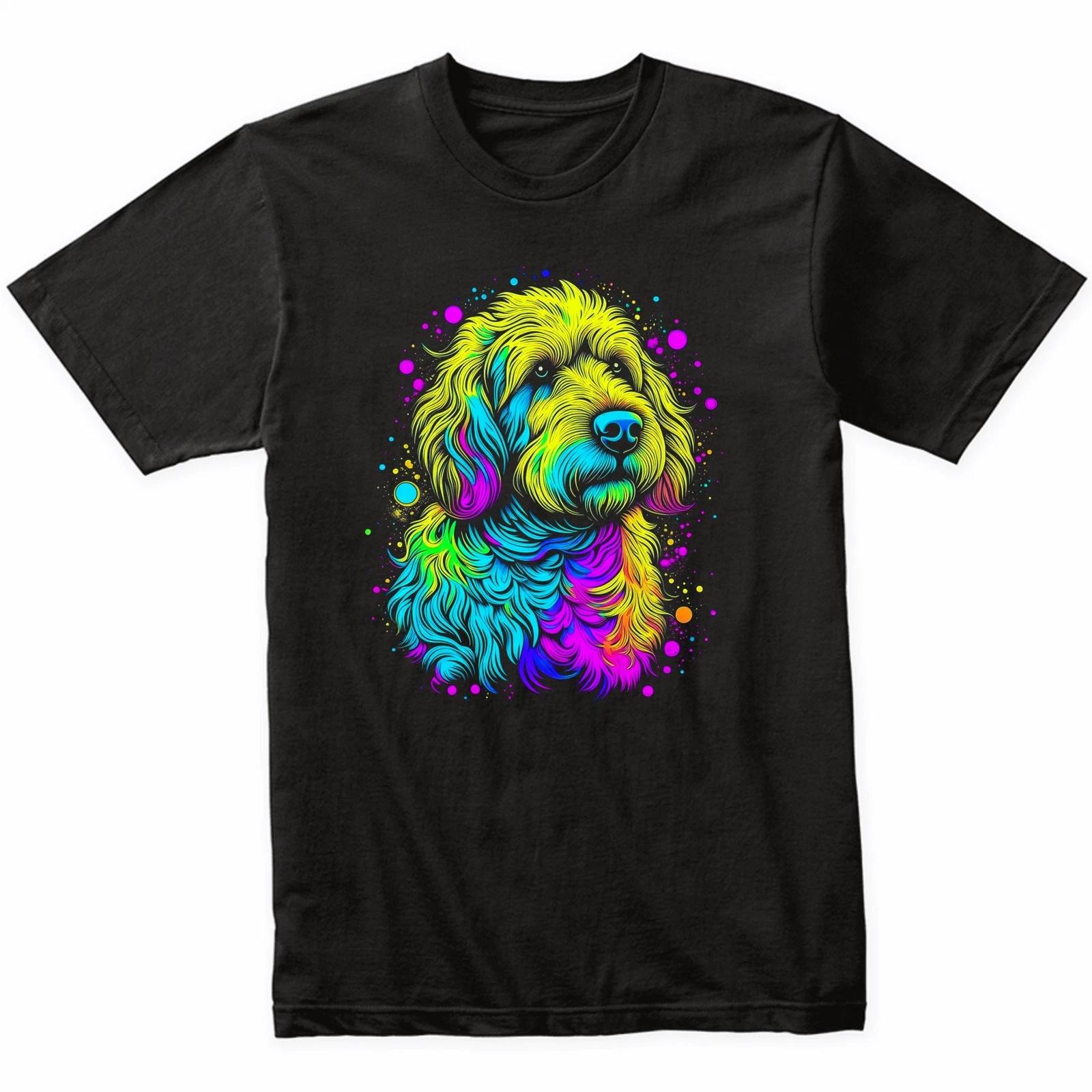 Goldendoodle Psychedelic Dog Art T-Shirt - Goldendoodle Owner Gift XL