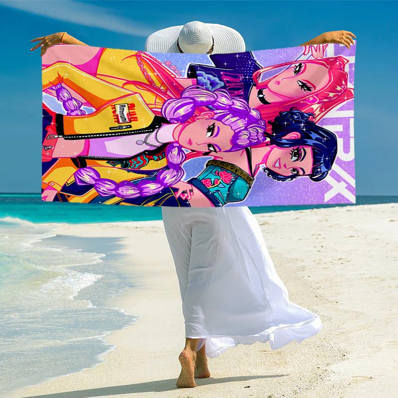 KPOP Hunter Fashion Beach Towel: Ideal for Summer Adventures Soft, absorbent and quick drying suitable for swimming and bathing