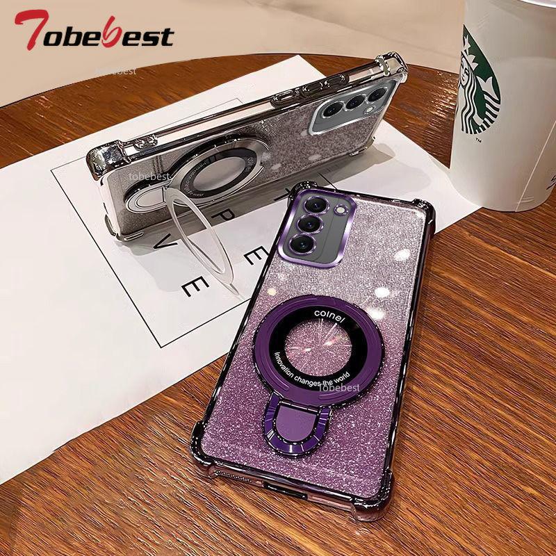 For Samsung Galaxy A16 A26 A36 A56 A06 A15 A25 A35 A55 A14 A24 A34 A54 4G 5G Glitter Plating Magnetic Holder Bracelet Case
