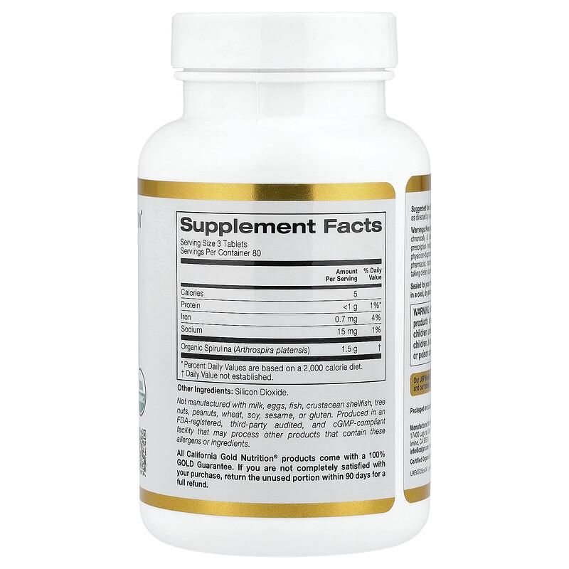 Organic Spirulina, 240 Tablets (500 mg per Tablet)
