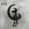 Halloween Witch Wind Chimes And Black Cat Moon Chime, Vintage On Crescent Festive Haunted House Accessories Hanging Bell, Gothic Ornament for