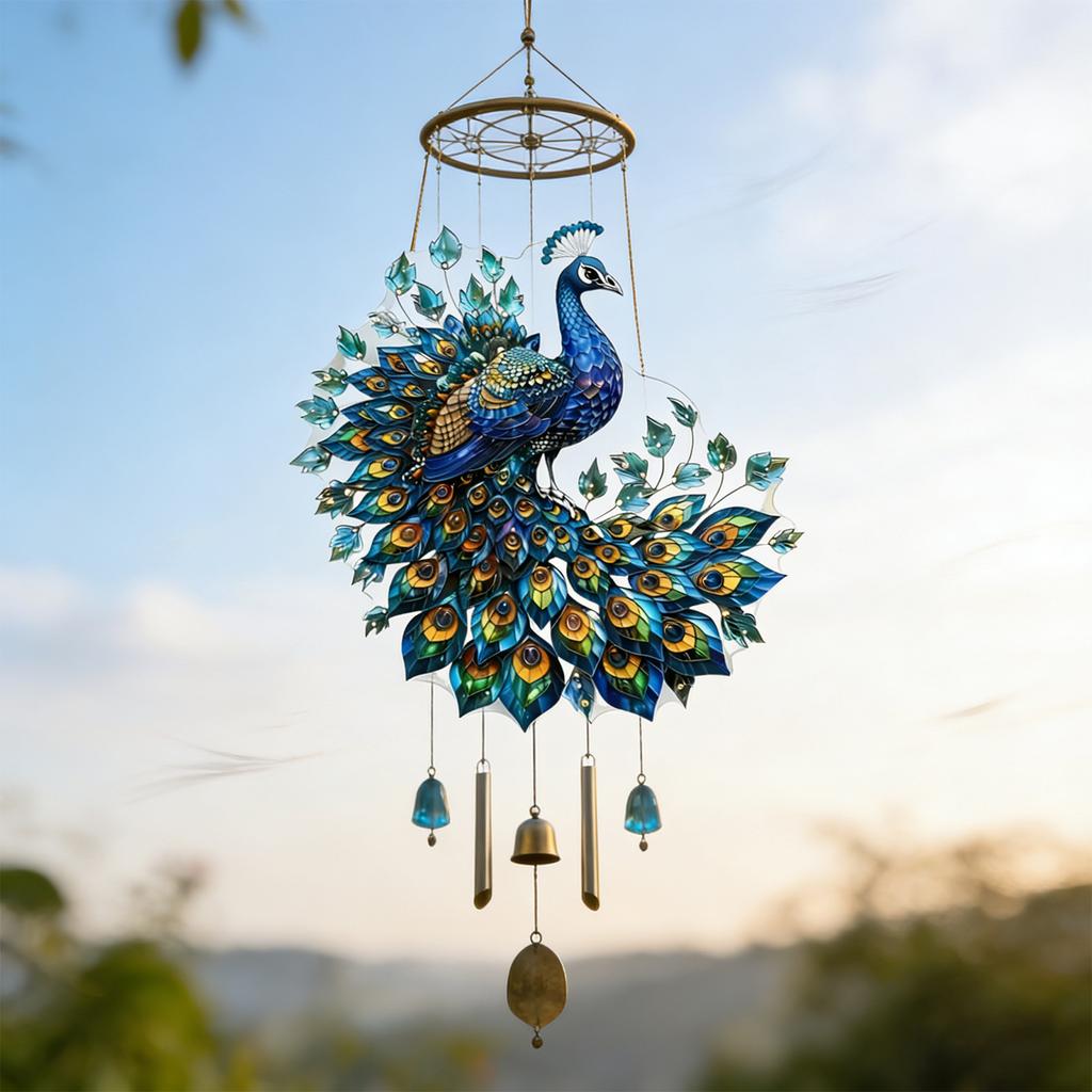 Peacocks/Flower Suncatchers 2D Acrylic Stained Glass Effect Window Hanging Garden Decors Valentines Day Gift for Womens