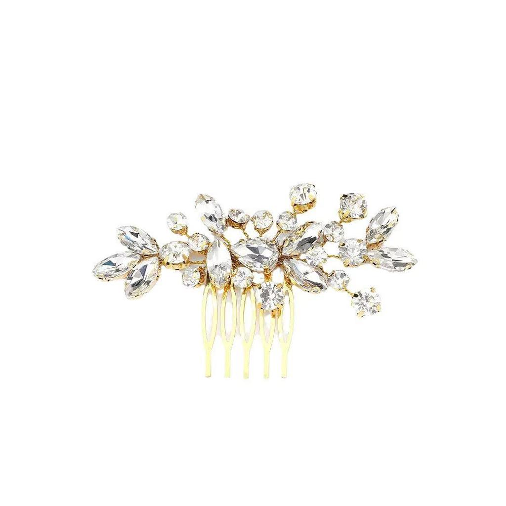 Hand-Woven Crystal Floral Rhinestone Hair Comb Headpiece for Weddings