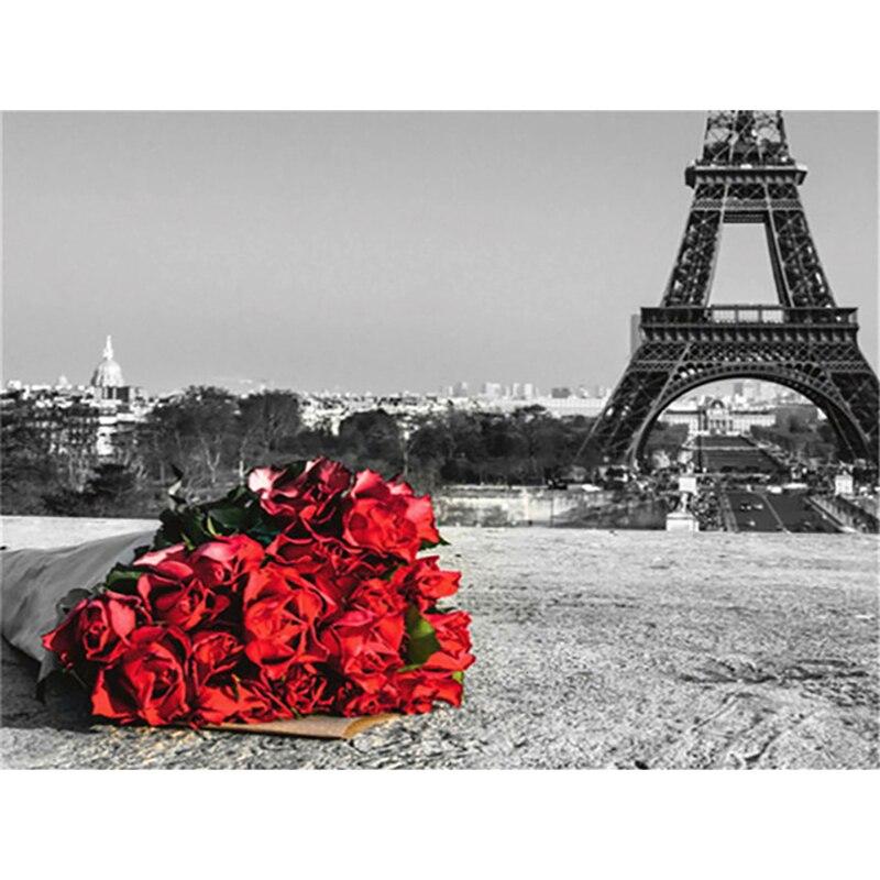 5D DIY Scenery Diamond Painting BlackWhite Red Diamond Embroidery Mosaic Full Round Drill HandCrafts Art Gift Home Decor