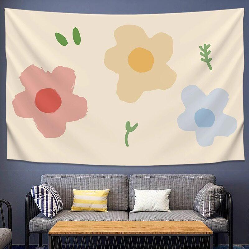 Nordic Abstract Tapestry Colorful Floral Wall Art Minimalist Design for Aesthetic Room Studio Decor Gift