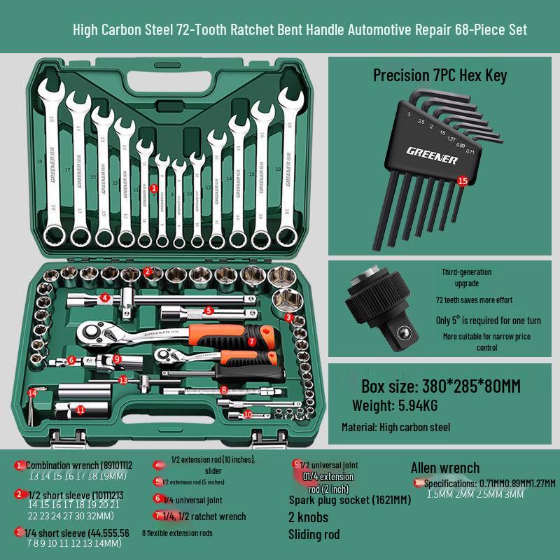 Multifunctional Automotive Ratchet Socket Wrench Tool Set