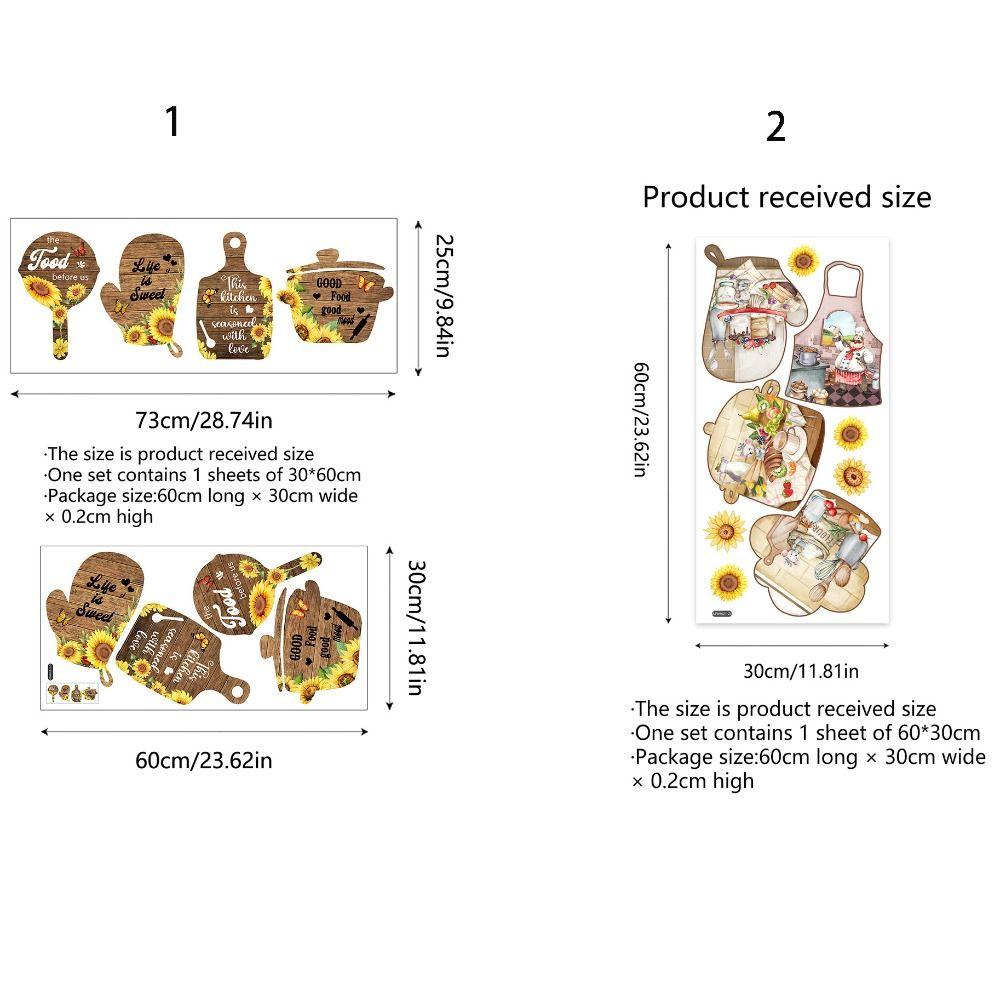 Self-adhesive English Tableware Stickers Cute Cartoon Sunflower Decal Kitchen Wall Stickers Wall