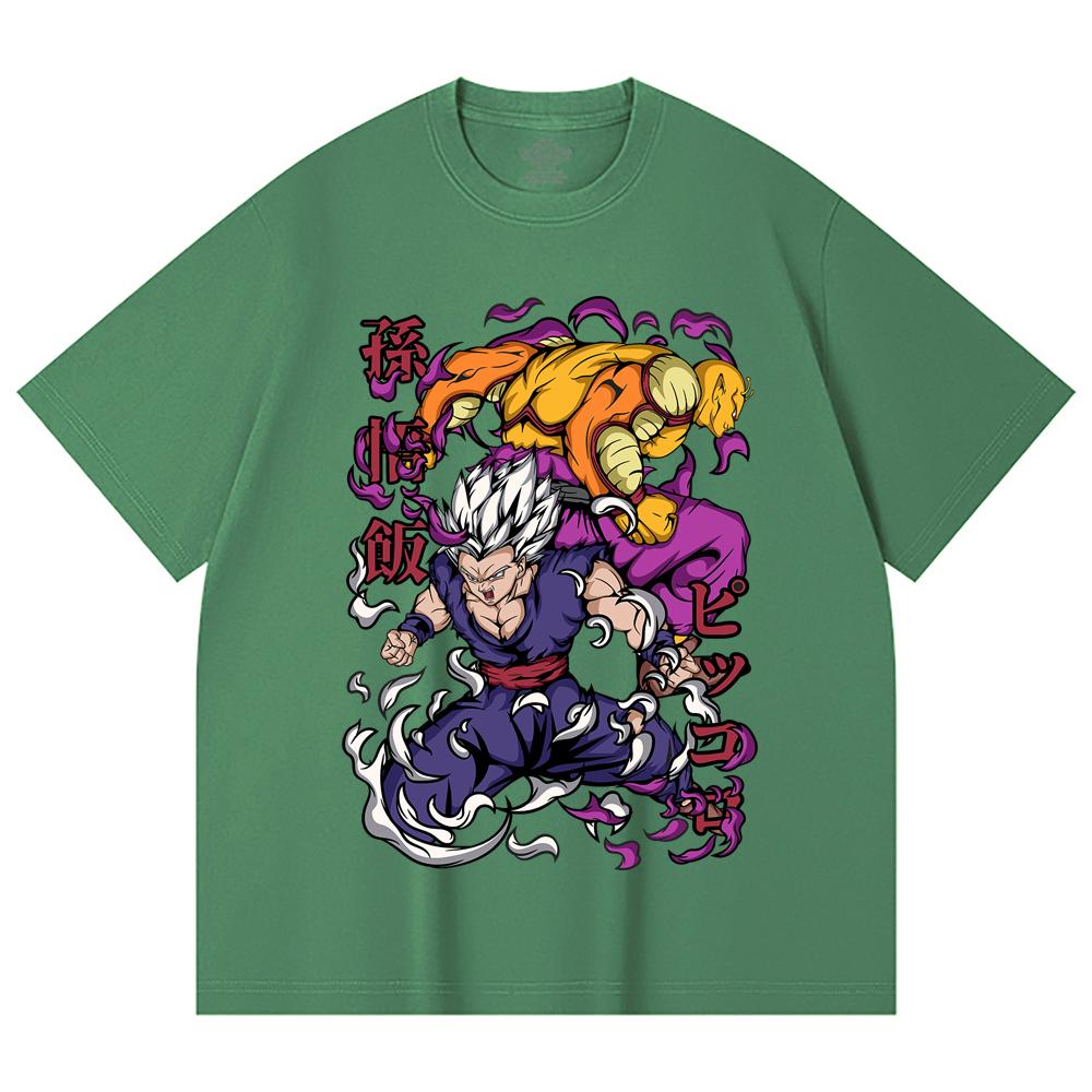 230 g/m² 100 % Baumwolle Dragon Ball V57 Gohan Piccolo Aufdruck Unisex Schweres Baumwoll-T-Shirt