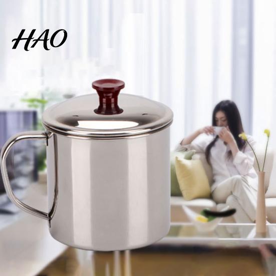 Tea Cup Drinking Mug Eco-friendly Handle Design Stainless Steel Water Storage Bottle for Camping