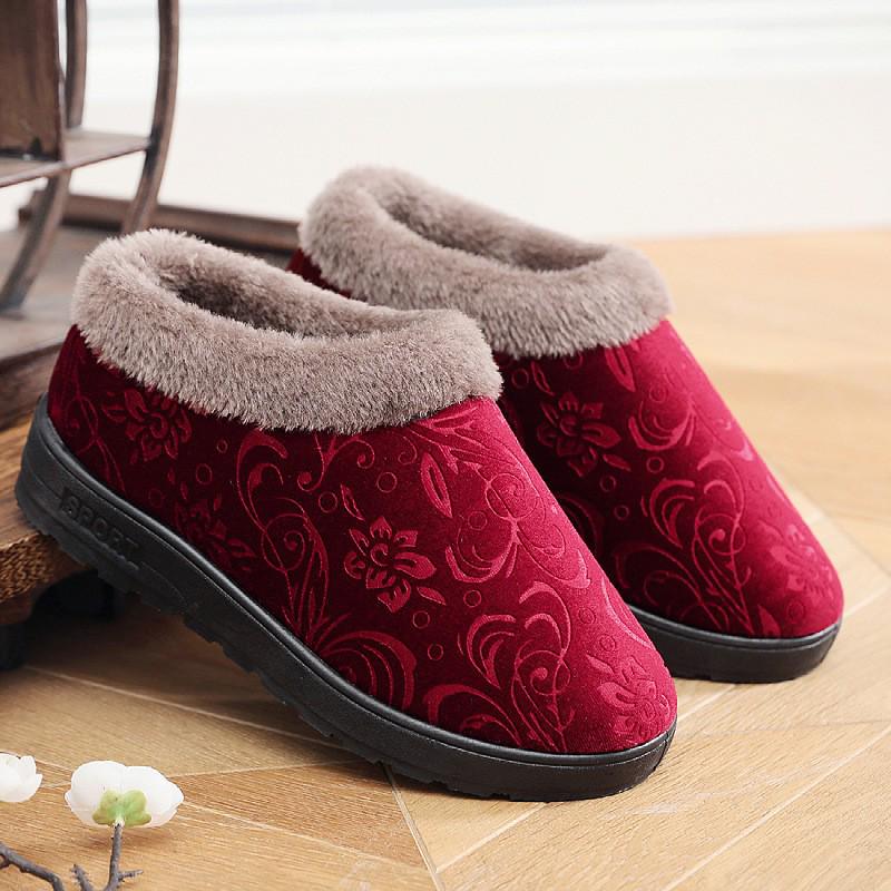 2025 Winter Women's Non-slip Soft Sole Suede Cotton Slippers for Mom