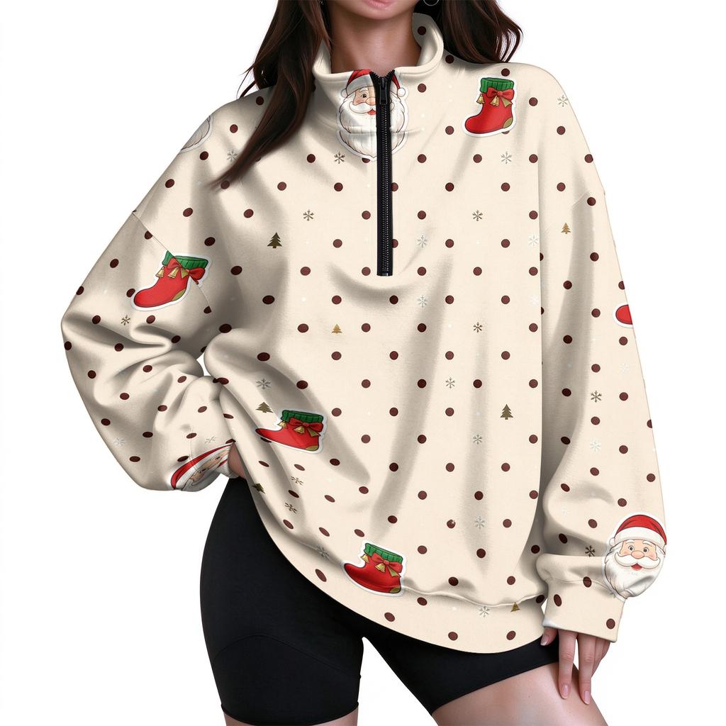 Women's Trendy Lightweight Printed Half-Zip Sweatshirt for Casual Everyday Wear