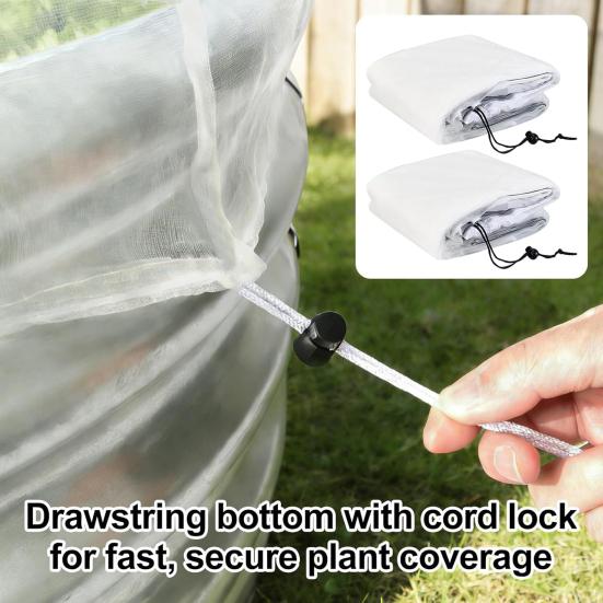 Insect Barrier Netting for 2 Ft Diameter Round Raised Beds Garden Netting with Drawstring Fine Mesh Plant Cover for Vegetables Flowers Fruits