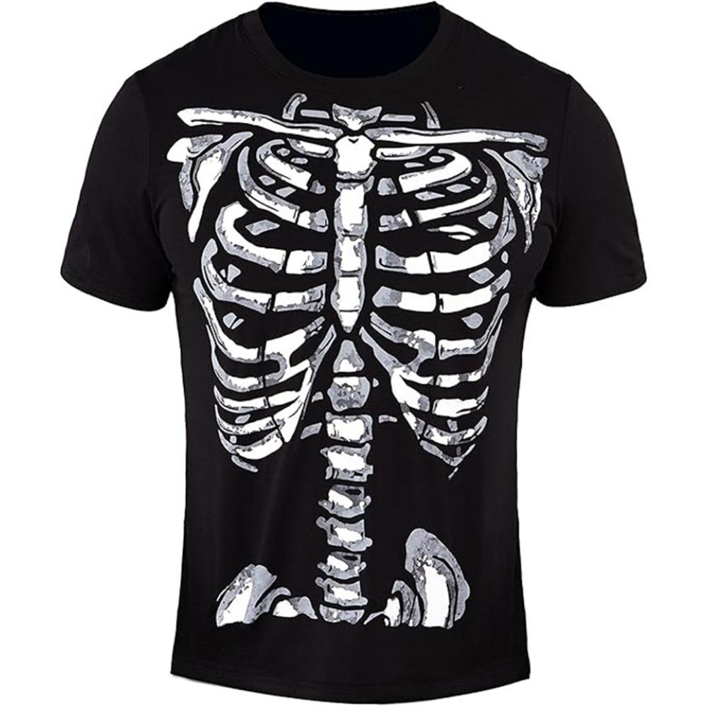 New Halloween Skeleton 3D Graphic T Shirts For Men Women Harajuku Round Neck Tees Tops Clothing Skull Halloween Costume T-shirt