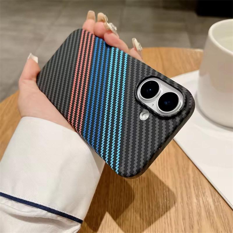 Luxury Carbon Fiber Kevlar Pattern For Magsafe Magnetic Case For iPhone 17 Air 16 15 14 Plus 13 12 Pro Max Shockproof Cover