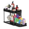 Hot 2 Tier Under Sink Organizer Sliding Cabinet Basket Organizer Storage Rack with Hooks Hanging Cup Bathroom Kitchen Organizer