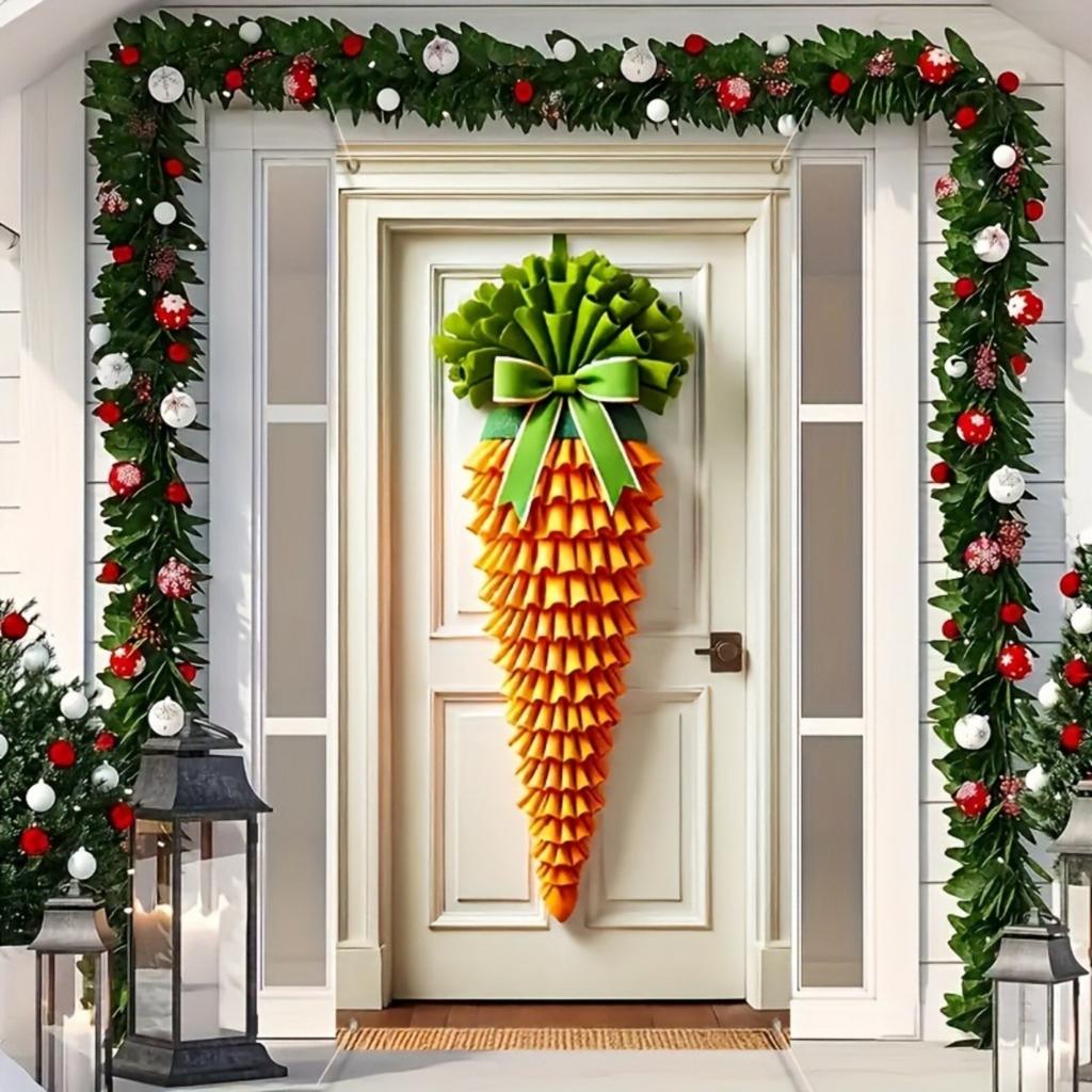 Easter Themed Door Flag With Easter Bunny And Carrot Pattern Holiday Decoration Suitable For Holiday Garden Entrance