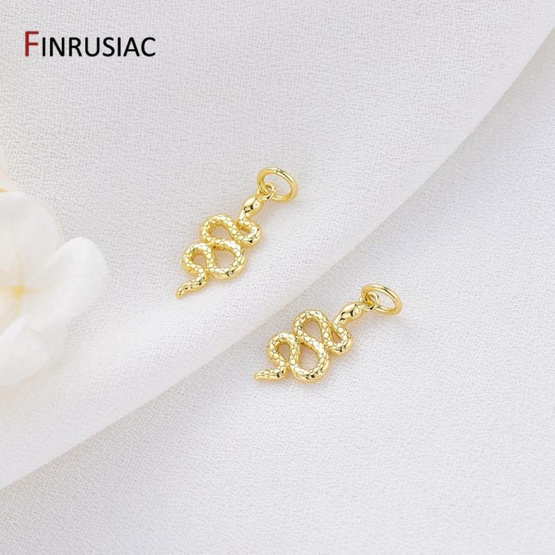 

2026 New Simple Small Twisted Snake-Shaped Pendant Wholesale 14k Gold Plated Snake Charms DIY Making Jewelry Accessories 2 pieces
