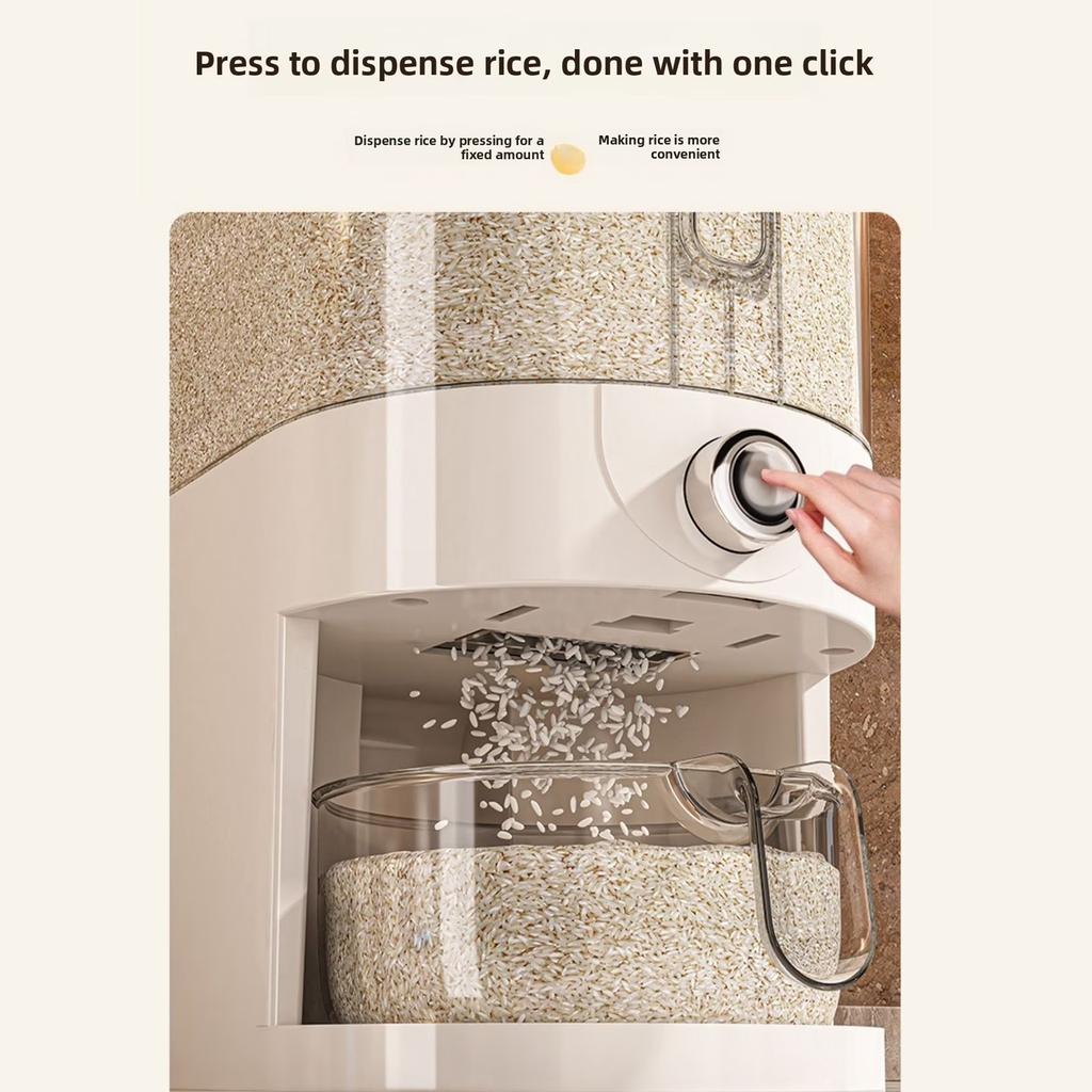 Transparent Rice Dispenser with Airtight for Kitchen Storage