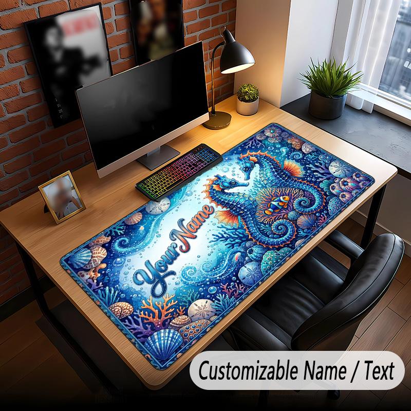 Fish Ocean Theme Custom Mouse Pad Personalized With Name Text Customized Desk Mat For Office Home Decor