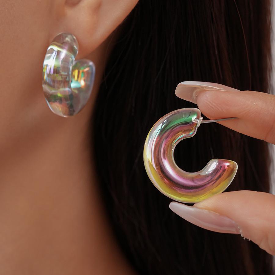 

Radiant C-type Columnar Drop Earrings for Women Party Resin Acrylic Transparent Colorful Brilliant Geometry Zircon Girl Gift