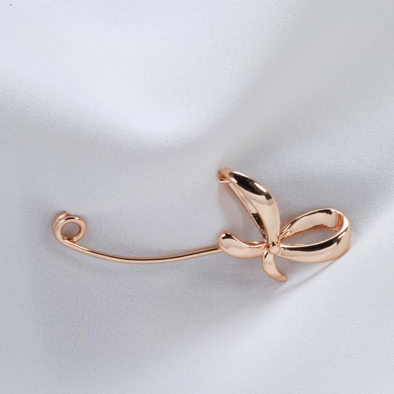 New  Rose Gold Women Brooch Fashion Wedding Jewelry Unique Creative Hollow Metal Bowknot Boutonniere Fine  Brooch
