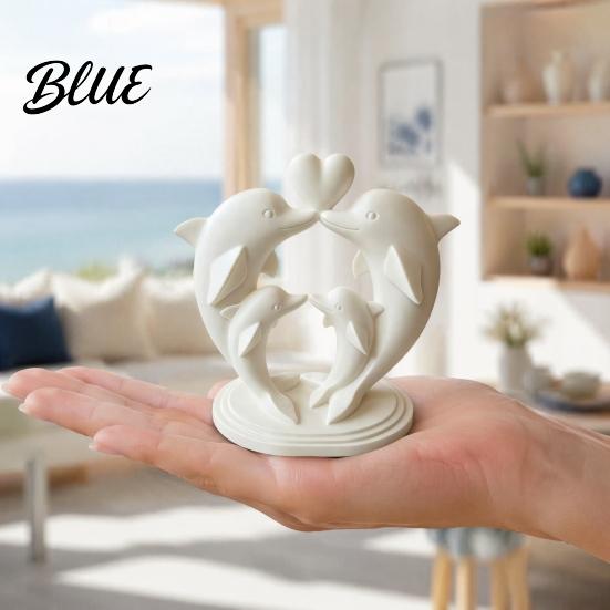 Hartvormige Beeldjes voor Woonkamer 3D Geprinte Dolfijnenfamilie van Vier Ornament met Ontwerp Minimalistisch Uniek Planken Bureau Dierenbeeld