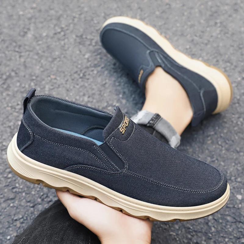 Fashion Men Canvas Shoes Fashion Breathable Casual Shoes for Men Light Non-slip Loafers Outdoor Non-slip Walking Shoes Men Sneakers New