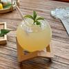 Cocktail Glass Cup with Wood Stand Creative Lunar Round Shape Drink Cup with Straw Christmas Cups Iced Coffee Cups Drinkware