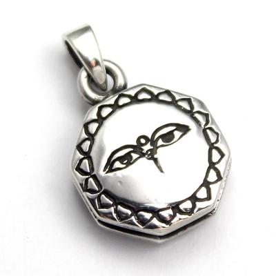 Tibetan Buddha Eye Katsuma Koma Buddha Pendant Pendant Top Silver 925 Amulet Good Luck
