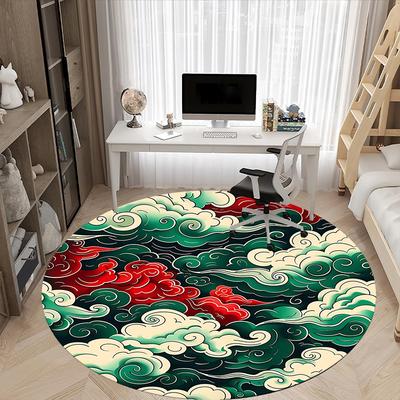 1PC Clouds, Traditional Pattern Office Round Rug, Non Slip, Soft and Durable Office Rug for Interior Decoration, Perfect for Office