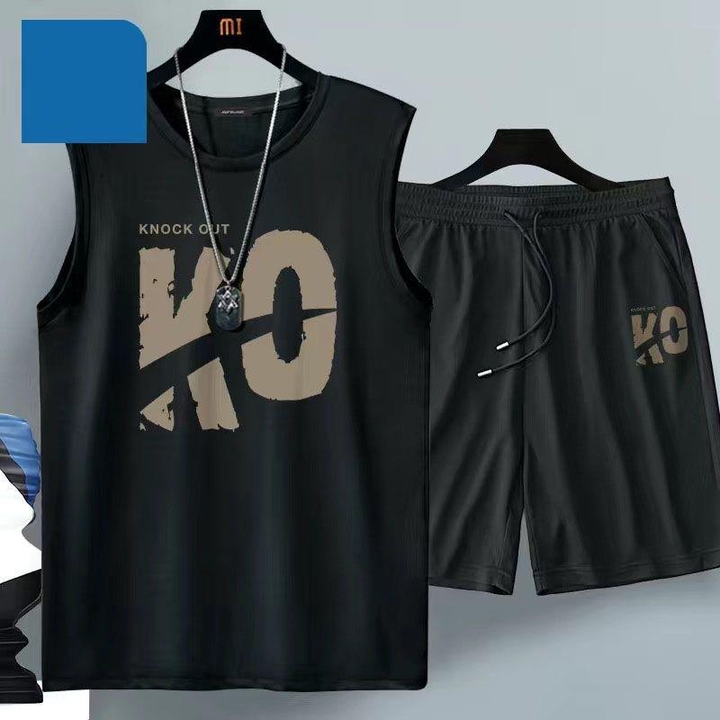 Sommer Herren Kleidung Harajuku Atmungsaktiv Mode Sportbekleidung Basketballanzug lässiges Kurzarm-T-Shirt + Shorts 2-teilig
