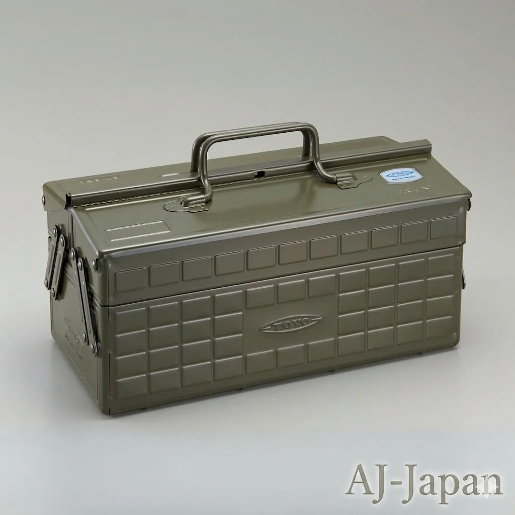 

Moss Green TOYO STEEL Tool Box ST-350MG 2-Tier Openable Door Storage Case
