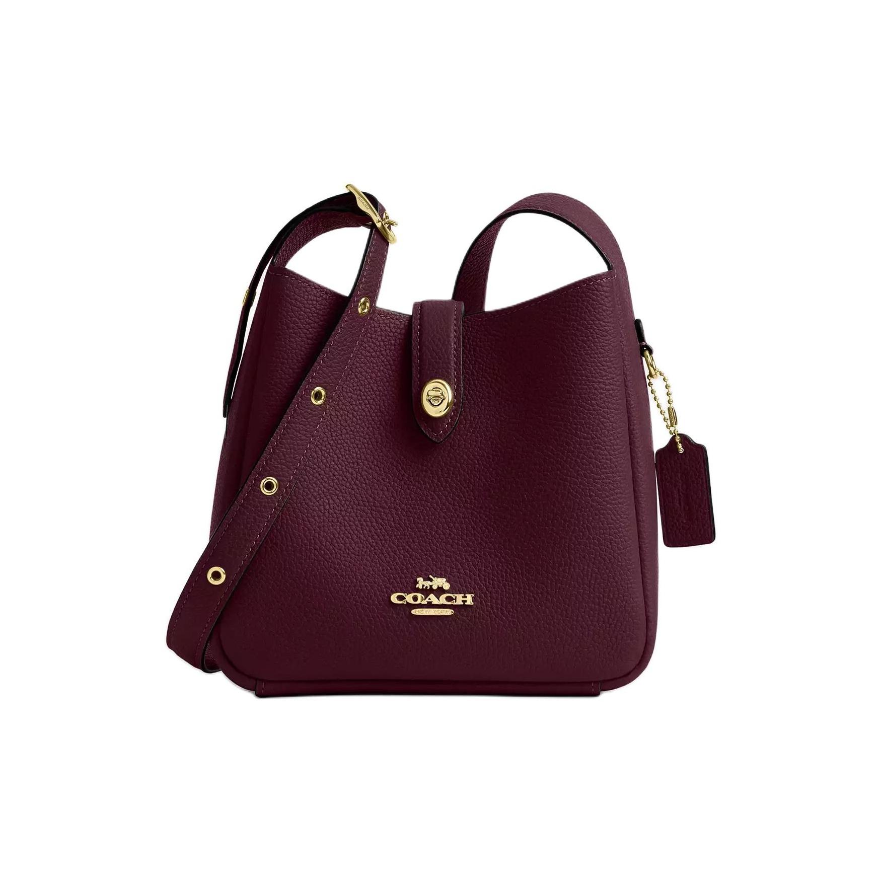 

Coach Hadley 20 Letter Logo Gold Hardware Leather Crossbody Shoulder Bag Mini Women Bags Deep-Red CAL60-IMORX Basic Set (Bag+Dust Bag)
