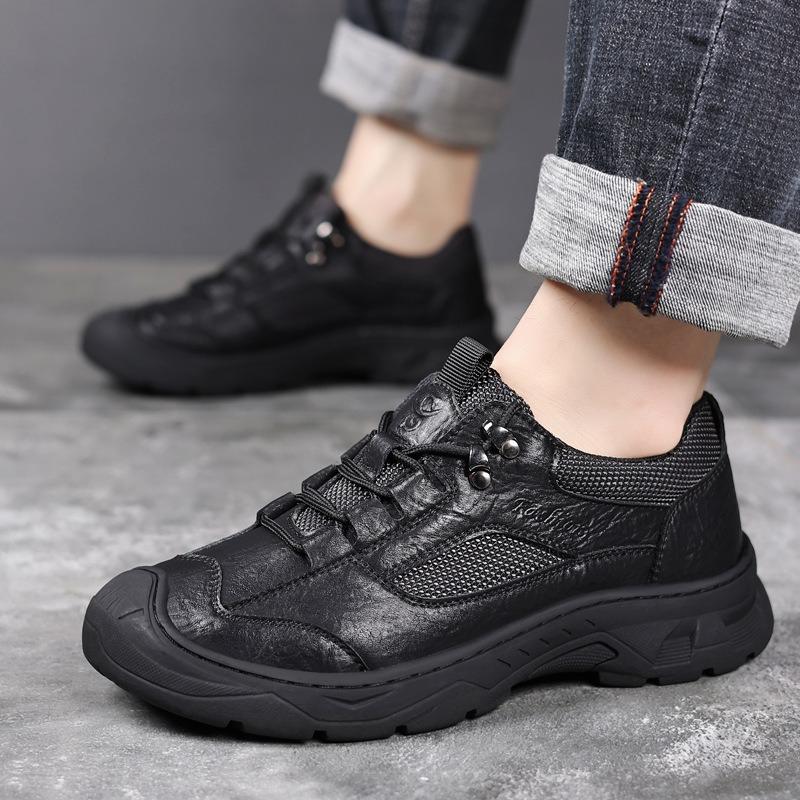 Fashion Spring Autumn Leather Outdoor Climbing Shoes for Men Designer Soft-soled Anti-slip Men's Shoes Fashion Casual Sneakers Male
