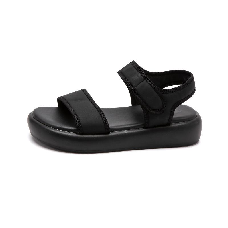 Augustine Black Sandals Women's 2025 New Summer Wear Velcro Flat-bottomed Sports Casual Beach Shoes