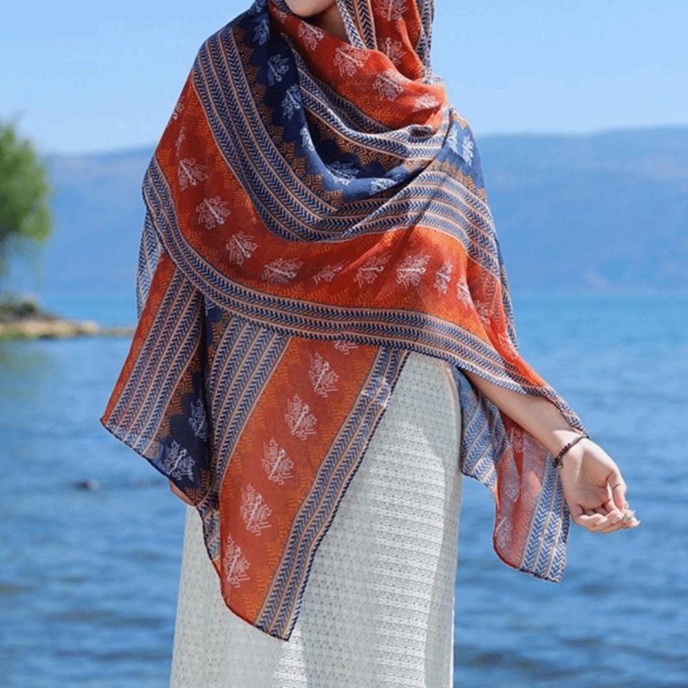 Sun Protection Ethnic Style Shawl Wraps Beach Scarf Vintage Sunscreen Shawl  Outdoor
