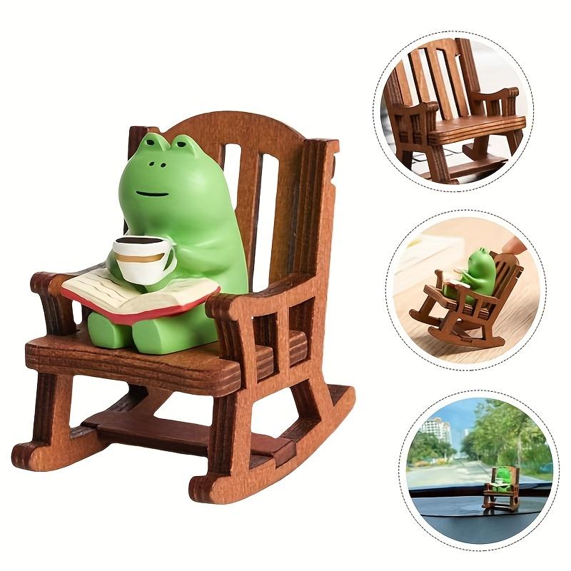 2PC Frog Rocker Chair Cute Japanese Healing Small Decoration Office Desktop Decoration Car Center Control Decoration