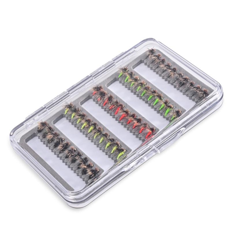 50Pcs/set Fly Fishing Lures Bass Salmon Trout Flies Fishing Tackle Dry/Wet Fishing Feather Baits Fly Fishing Flies Kits