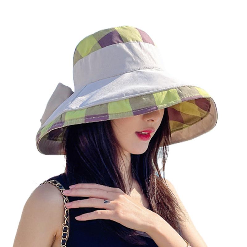 Cotton Patchwork Sun Hat With Wide Brim For Summer Beach And Outdoor Activities