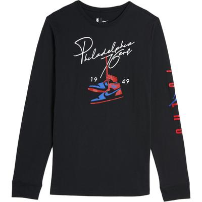 Tricou Colaborare NBA Model AJ1 Uscare Rapidă Antrenament Sportiv Mânecă Lungă Topuri Copii Negru 3Y2B7FEKA-76R