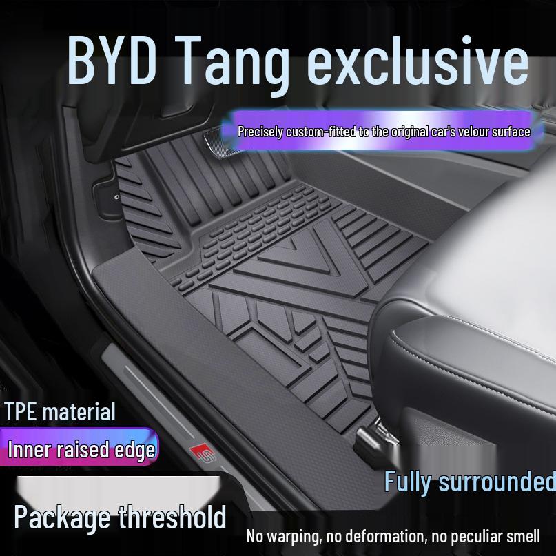 Full Coverage TPE Floor Mats & Door Sill Protection for BYD Tang L EV, DM, and DMI Models