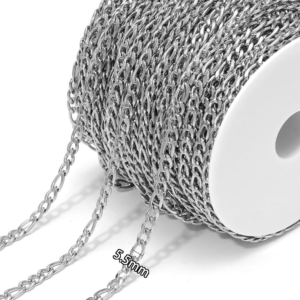 2 Meters Stainless Steel Link Cuban Figaro Chains Bulk for DIY Jewelry Earrings Making Necklace Findings Bracelets Wholesale