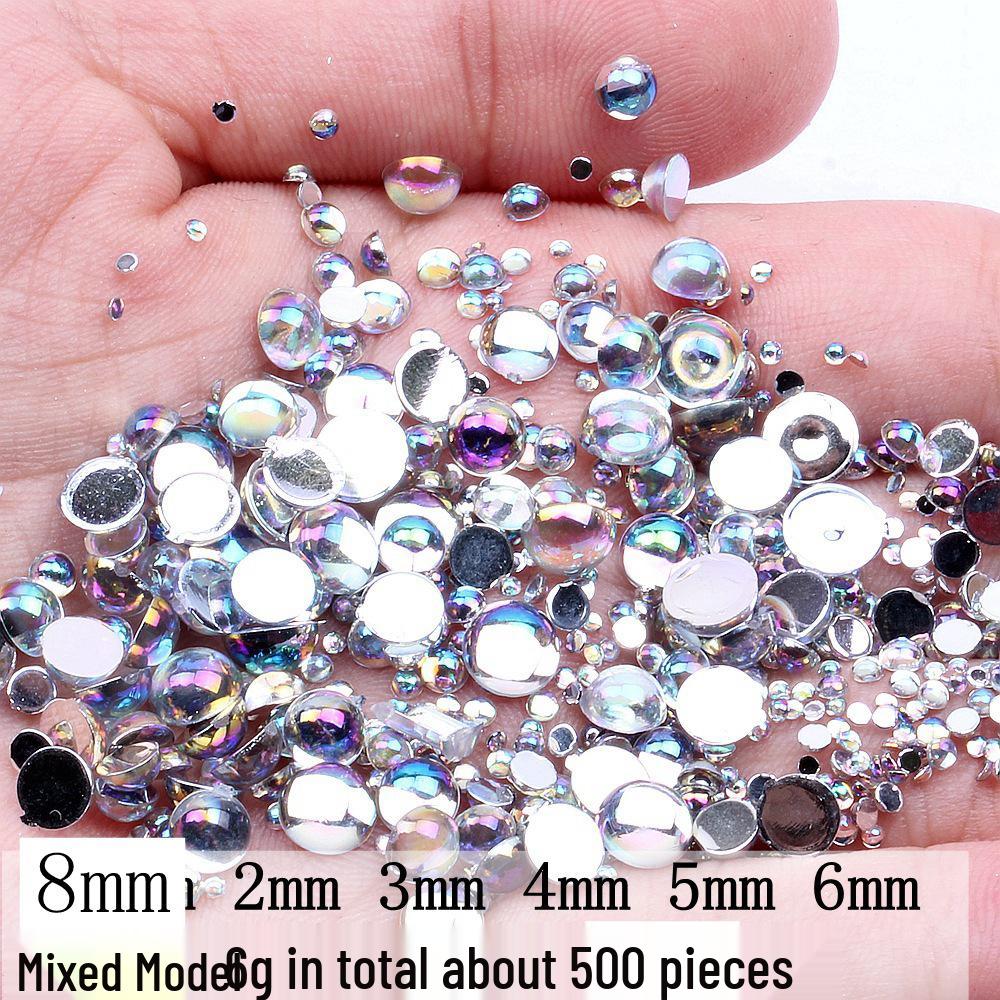 DIY Mobile Phone Jewelry: Glossy AB White Round Flat-Bottom Accessories