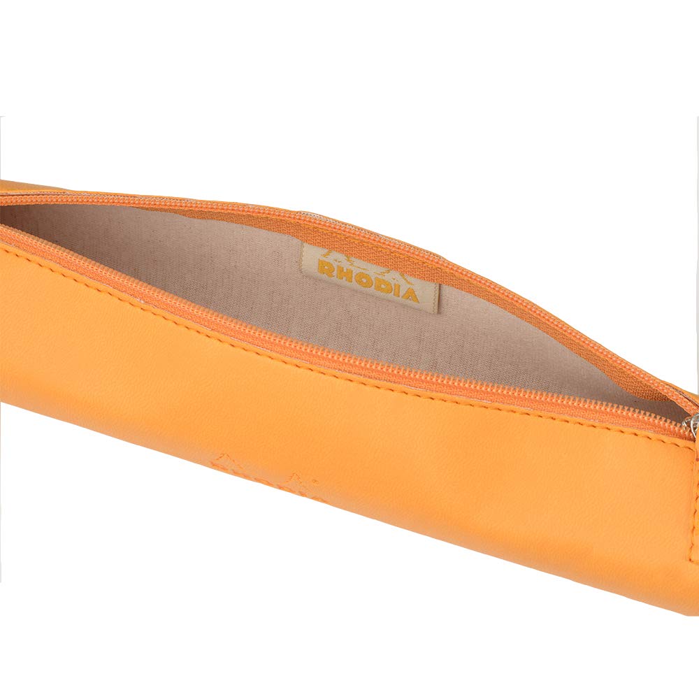 RHODIA Rhodiarama Runder Bleistift Zylindrisch x 5cm Hergestellt mit italienischem Synthetik CF318890 Etui, (21,5 cm Durchmesser), Leder, Orange,