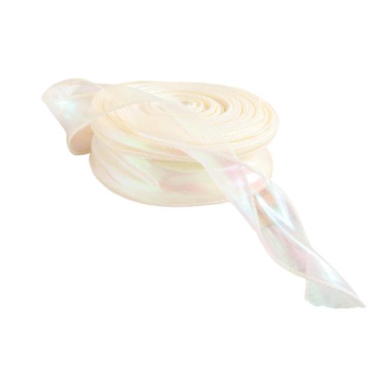Sheer Tulle Ribbon 3.8 Yards Craft Decorative Ribbon Iridescent Tulle Ribbon Roll for Flowers Wedding Invitations Gift Wrapping