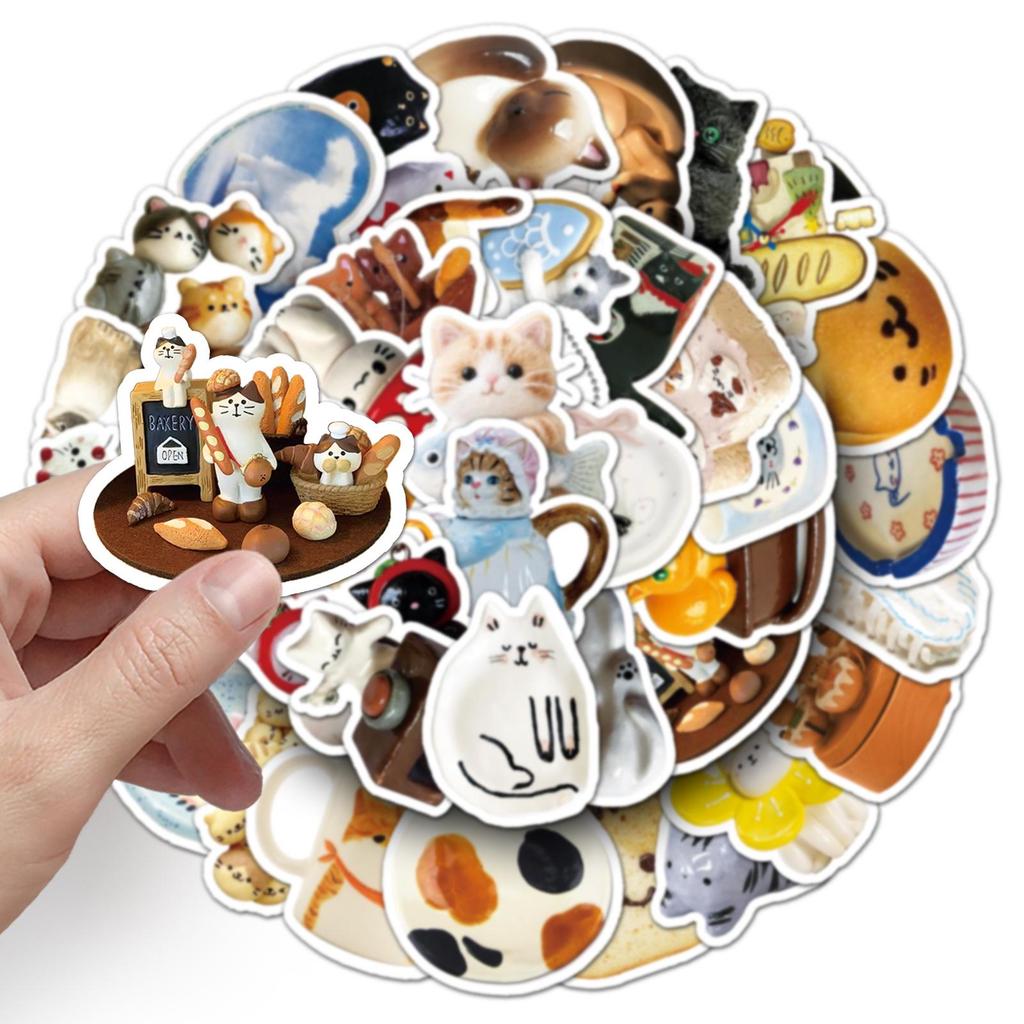 50 Cute Cat and Animal Stickers for Journals, Water Bottles, Laptops
