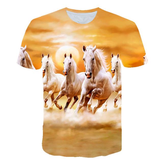 Men Fashion Short Sleeve 3d Print T Shirt Round Neck Summer Plus Size Tees