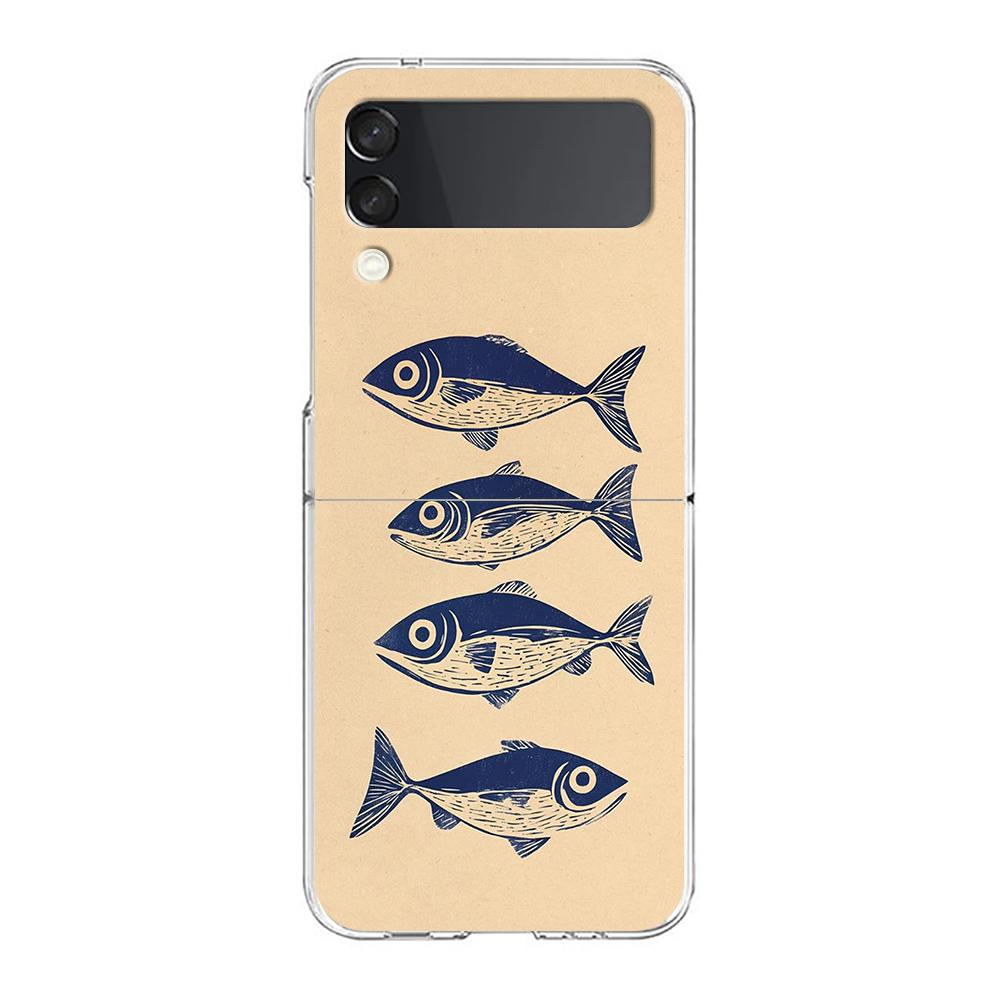 Sardines Phone Case For Samsung Galaxy Z Flip 7 6 5 4 3 For Samsung Flip7 Flip6 Flip5 Shockproof Dustproof Hard Folding Cover